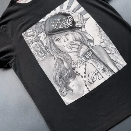 Hand-Painted Chicana Angel T-Shirt top view