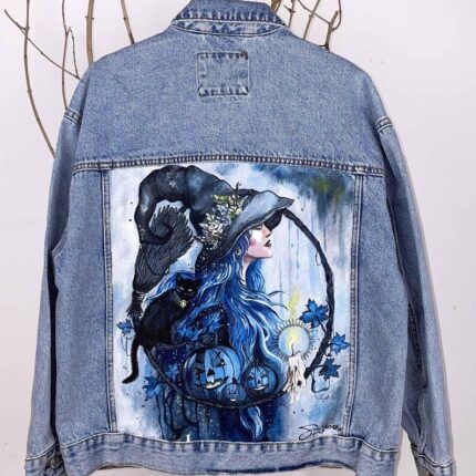 Hand painted Witch denim jacket