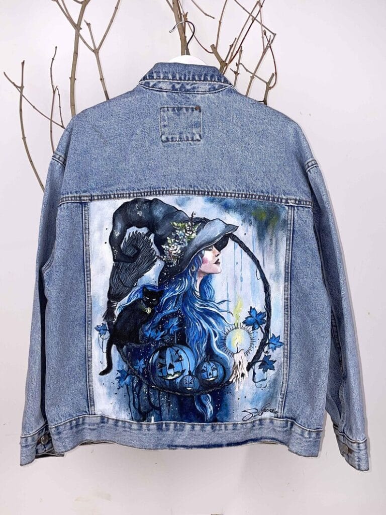 Hand painted Witch denim jacket